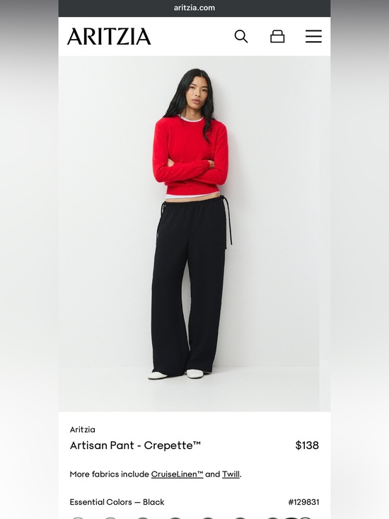 Aritzia Pants - Aritzia The Artisan Pant  - Black Creppette